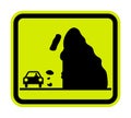 Warning Sign Falling rocks, snow or ice ahead Royalty Free Stock Photo