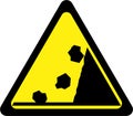 Warning sign with falling rocks