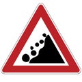 Warning sign. Falling stones. Russia