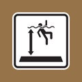 Warning Sign for Falling into Water Hazard with Swimming Icon Royalty Free Stock Photo
