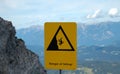 Warning sign of falling Royalty Free Stock Photo