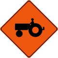 Warning sign with farm tractor Royalty Free Stock Photo