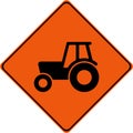 Warning sign with farm tractor Royalty Free Stock Photo