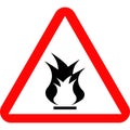 A warning sign about a fire. Vector image. Royalty Free Stock Photo