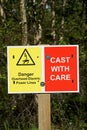 Warning sign for Fishermen. Royalty Free Stock Photo