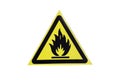 Warning sign flammable on a yellow background flammable substances