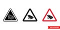 Warning sign frogs crossing the road icon of 3 types color, black and white, outline. Isolated vector sign symbol Royalty Free Stock Photo