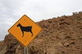 Warning sign for goats on road, Patagonia, Argentina Royalty Free Stock Photo