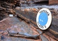 The warning sign in Hancock Gorge in Karijini National Park in Pilbara region, Western Australia showing the difficulty Royalty Free Stock Photo