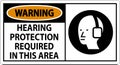 Warning Sign Hearing Protection Required In This Area