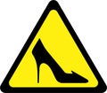 Warning sign with high heel shoes Royalty Free Stock Photo