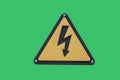 Warning sign `high voltage` on a green background Royalty Free Stock Photo
