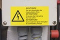 Warning sign for high voltage, Manufacturing Royalty Free Stock Photo