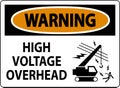 Warning Sign High Voltage Overhead Royalty Free Stock Photo