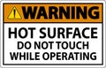 Warning Sign Hot Surface - Do Not Touch While Operating