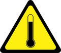 Warning sign with hot temperature