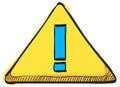 Warning sign icon in color drawing
