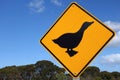 Warning sign indicating that a goose might be on the road ahead. Royalty Free Stock Photo