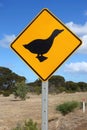 Warning sign indicating that a goose might be on the road ahead. Royalty Free Stock Photo