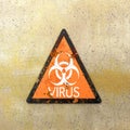 Warning sign indicating the presence of Biological hazards, biohazards. Viruses and bacteria Royalty Free Stock Photo