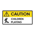 Warning sign for industrial. Caution for children playing.