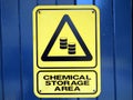 A warning sign informing that you are in a chemical storage area