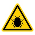 Warning Sign for Insect Infestation with Black Bug Icon on Yellow Background Royalty Free Stock Photo