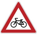Warning sign. Intersection with bike path. Russia
