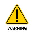 Warning sign isolated on white background. Black danger caution symbol on yellow triangle. Warning label of hazard for attention