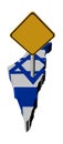 Warning sign on Israel map flag Royalty Free Stock Photo