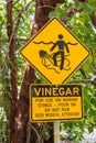 Warning Sign about Jellyfish and the Use of Vinegar in Queensland