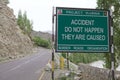 Warning sign in Ladakh, India Royalty Free Stock Photo