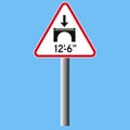 Warning sign for low bridge clearance with measurement Royalty Free Stock Photo