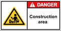 Warning sign for masonry construction.sign danger Royalty Free Stock Photo