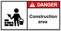 Warning sign for masonry construction.sign danger Royalty Free Stock Photo