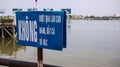 Warning Sign near Khong River, Ho Chi Minh City, Vietnam