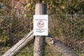 Warning sign No dog fouling