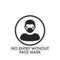 Warning sign no entry without face mask. Front door plate