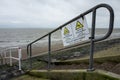 Warning sign at the north coast in Wilhelmshaven