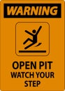 Warning Sign Open Pit, Watch Your Step Royalty Free Stock Photo