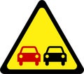 Warning sign with overtaking