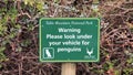 Warning sign for penguins at Boulders Beach Royalty Free Stock Photo
