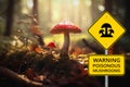 Toadstools in the Forest - Warning sign - Generative AI