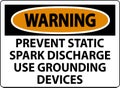 Warning Sign Prevent Static Spark Discharge Use Grounding Devices