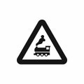 Warning sign railway crossing without barrier icon