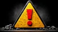Warning sign with a red exclamation mark on a yellow triangle alerting danger or caution Royalty Free Stock Photo