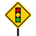 Warning sign of red light isolated. Traffic light icon vector on red triangle sign. Creative traffic light sign template Royalty Free Stock Photo