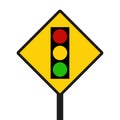 Warning sign of red light isolated. Traffic light icon vector on red triangle sign. Creative traffic light sign template Royalty Free Stock Photo