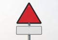 Warning sign with red triangle and blank plate for information symbol Royalty Free Stock Photo