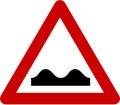 Warning sign with road bumps